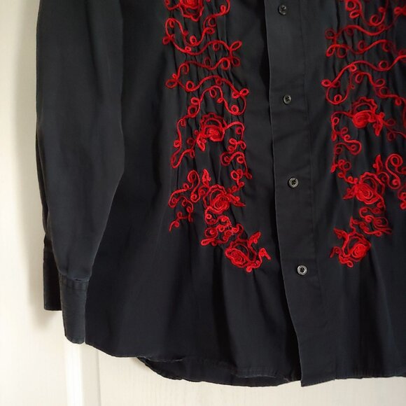 Vintage Dragonfly Mens Button Shirt 80's Rockstar Grunge Band Embroidered XXL - Picture 5 of 11